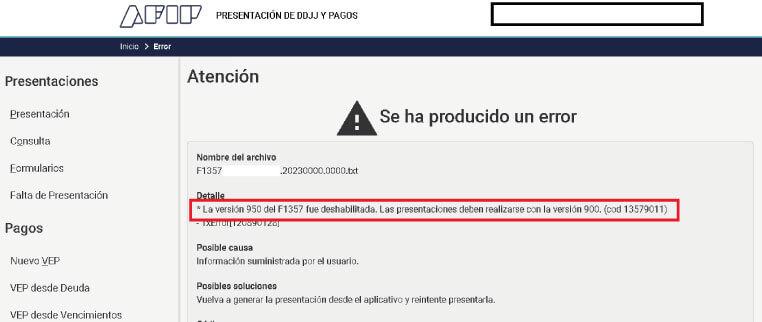 Página web de AFIP